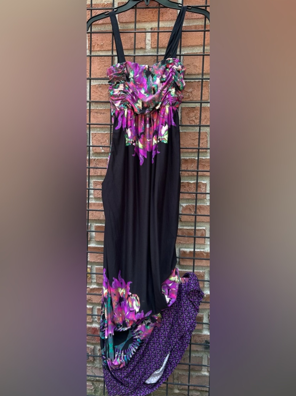Soma Black Tank Top with Purple Floral Accent with Pockets